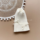 Шапочка одинарна вʼязана Бантики, молочна