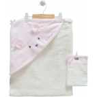 Рушник для купання + рукавичка BASIC pink