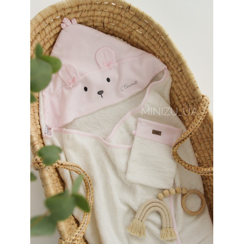 Рушник для купання + рукавичка BASIC pink