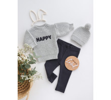 Комлект-трієчка вʼязаний HAPPY grey