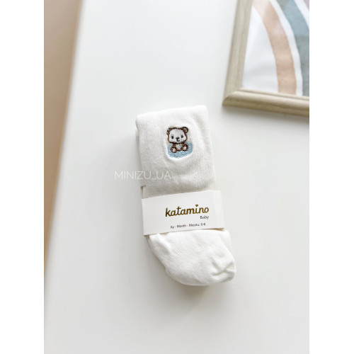 Колготи з вишивкою Bear молочні