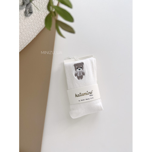 Колготи з вишивкою Bear/дівчинка молочні